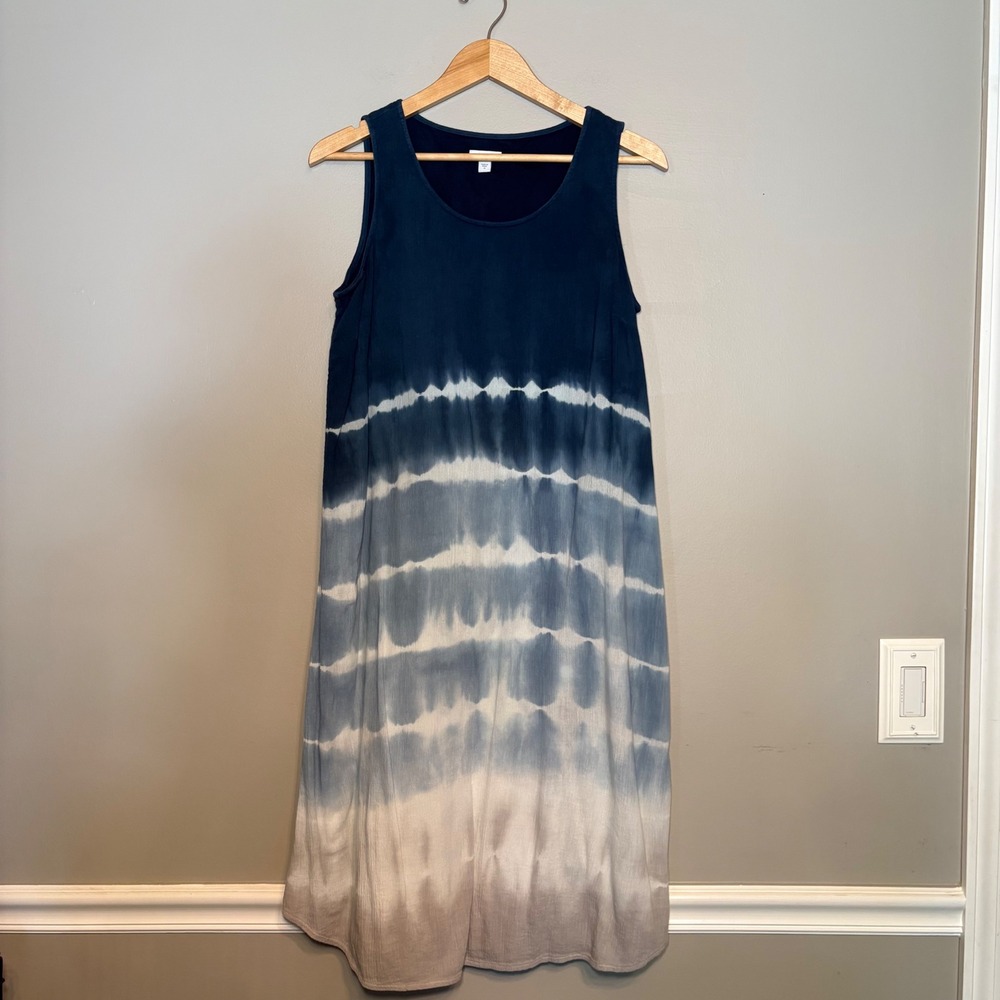 Pure Jill J. Jill Blue Tie Dye Sleeveless Midi Dress Women's‎ Medium WDR224881